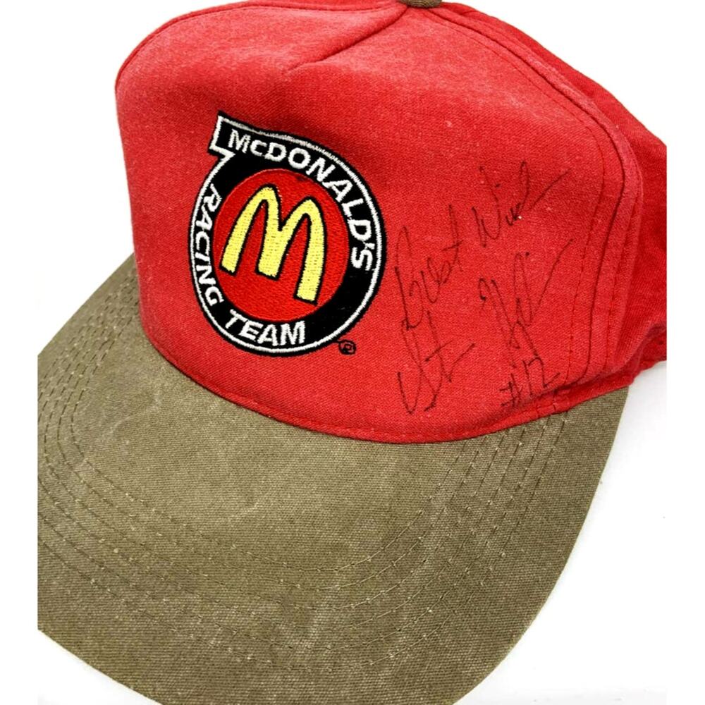 Vtg 1990s McDonald's Race Team Personal Message Signed Hut Stricklin Kati OS